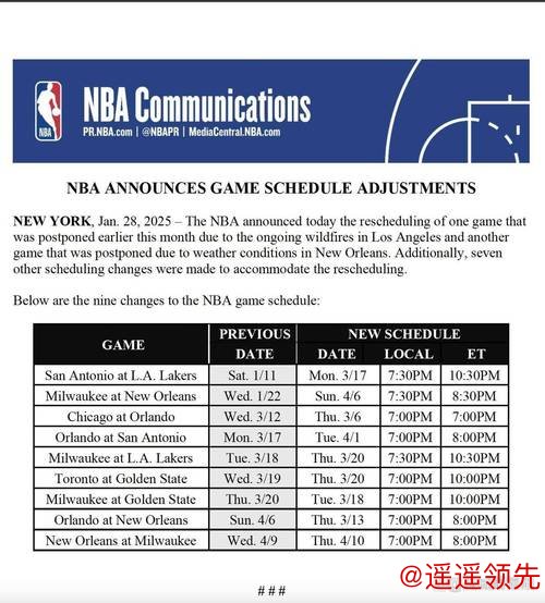NBA官宣总决赛赛程：6月4日开打最晚6月20日结束 为世界杯做调整