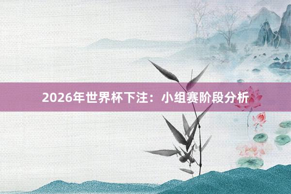 2026年世界杯下注：小组赛阶段分析
