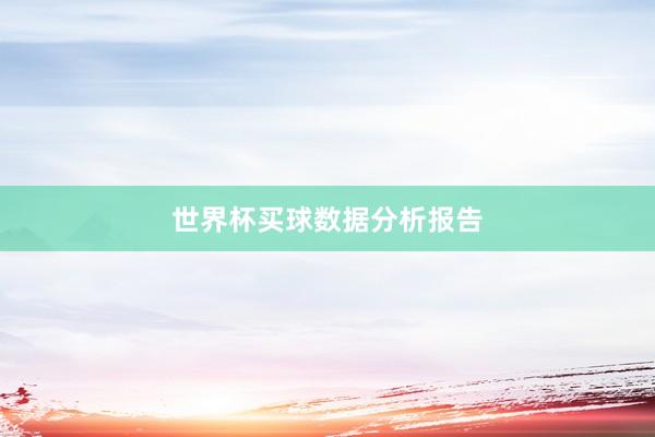 世界杯买球数据分析报告