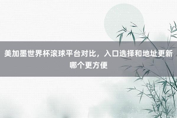 美加墨世界杯滚球平台对比，入口选择和地址更新哪个更方便