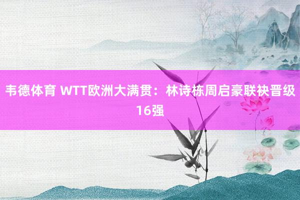 韦德体育 WTT欧洲大满贯:林诗栋周启豪联袂晋级16强